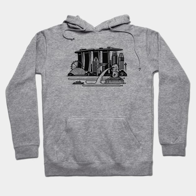 Singapore Minimalist Skyline: Urban Splendor Hoodie by Pawsitive2Print